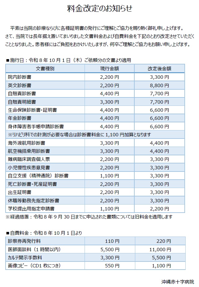 料金改定の案内
